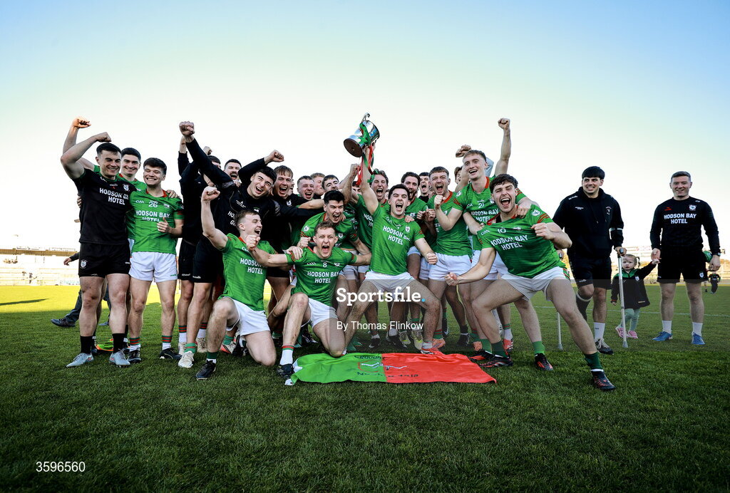 18 October 2026; St Brigid's players celebrate with the trophy after the Roscommon County Senior Club Football Championship final match between Pádraig Pearses and St Brigid's at King & Moffatt Dr Hyde Park in Roscommon. Photo by Thomas Flinkow/Sportsfile