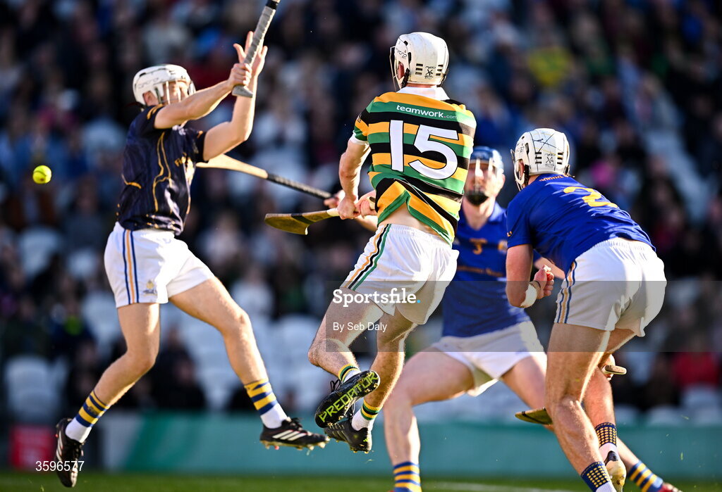 18 October 2026; Eoin O’Leary of Glen Rovers, 15, scores his side's first goal during the Cork County Premier Senior Club Hurling Championship final match between Glen Rovers and St Finbarr's at SuperValu Páirc Uí Chaoimh in Cork. Photo by Seb Daly/Sportsfile