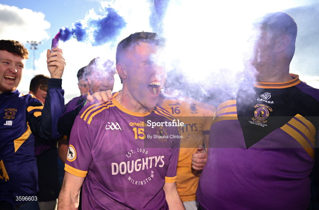 18 October 2026; Kyle Moran of Wolfe Tones celebrates after his side's victory in the Meath County Senior Club Football Championship final match between Wolfe Tones and Donaghmore/ Ashbourne at Donaghmore-Ashbourne GAA Club in Ashbourne, Meath. Photo by Shauna Clinton/Sportsfile