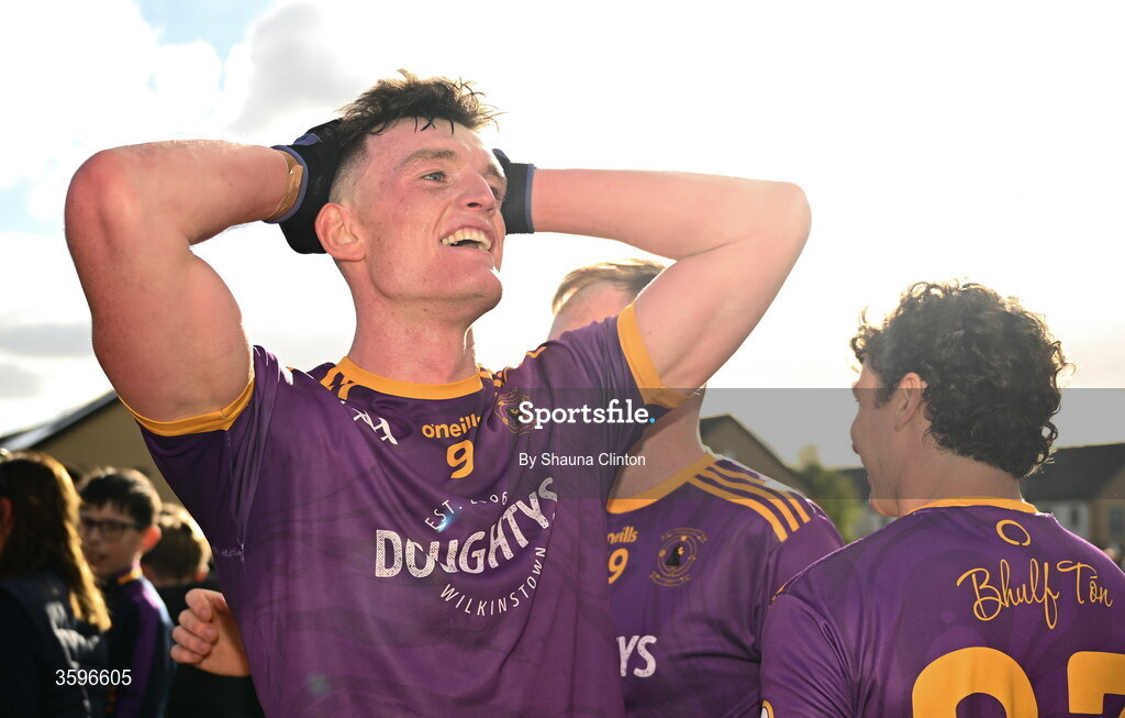 18 October 2026; Eoin Donegan of Wolfe Tones celebrates after his side's victory in the Meath County Senior Club Football Championship final match between Wolfe Tones and Donaghmore/ Ashbourne at Donaghmore-Ashbourne GAA Club in Ashbourne, Meath. Photo by Shauna Clinton/Sportsfile