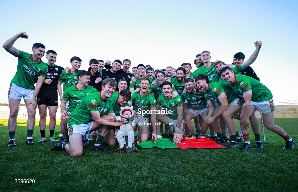 18 October 2026; St Brigid's players celebrate with the trophy after the Roscommon County Senior Club Football Championship final match between Pádraig Pearses and St Brigid's at King & Moffatt Dr Hyde Park in Roscommon. Photo by Thomas Flinkow/Sportsfile