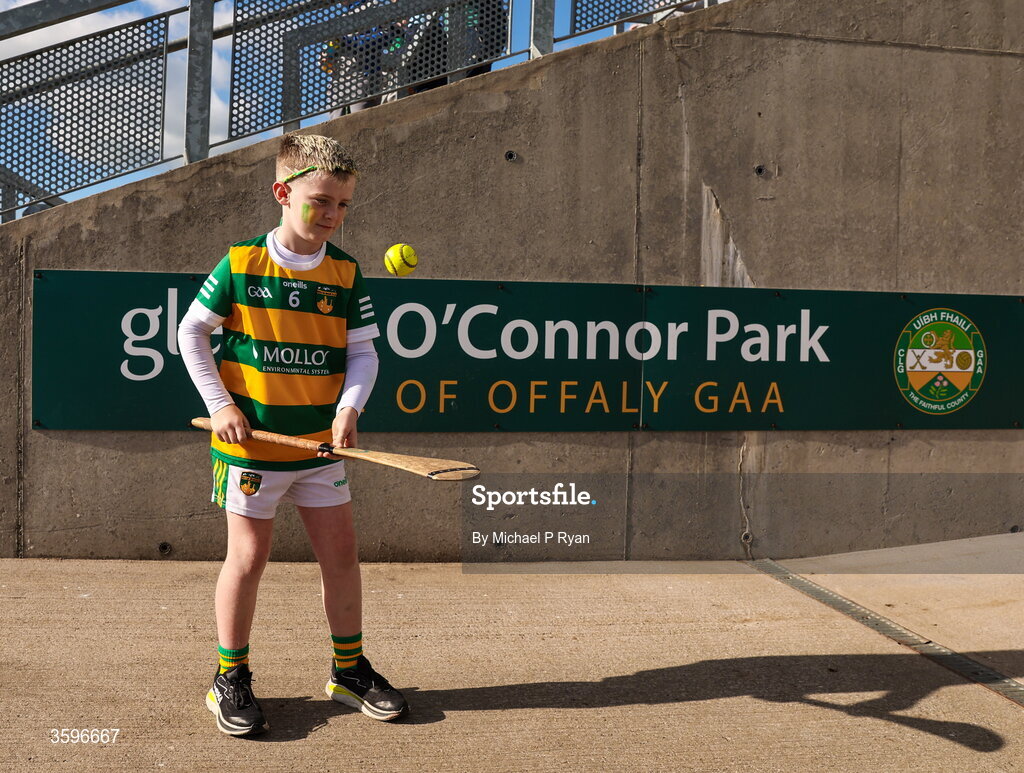 18 October 2026; Harry McDonald son of Chris McDonald of Ballinamere before the Offaly County Senior Club Hurling Championship final match between Kilcormac - Killoughey and Ballinamerey at Glenisk O'Connor Park in Tullamore, Offaly. Photo by Michael P Ryan/Sportsfile