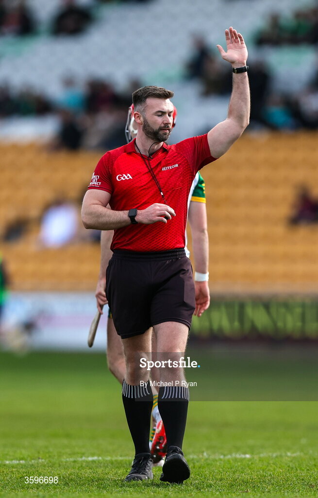 18 October 2026; Referee Matthew Farrell during the Offaly County Senior Club Hurling Championship final match between Kilcormac - Killoughey and Ballinamerey at Glenisk O'Connor Park in Tullamore, Offaly. Photo by Michael P Ryan/Sportsfile