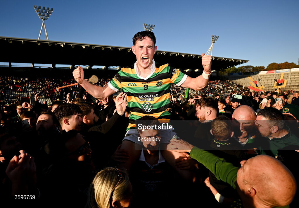 18 October 2026; Conor McCarthy of Glen Rovers celebrates with supporters after his side's victory in the Cork County Premier Senior Club Hurling Championship final match between Glen Rovers and St Finbarr's at SuperValu Páirc Uí Chaoimh in Cork. Photo by Seb Daly/Sportsfile