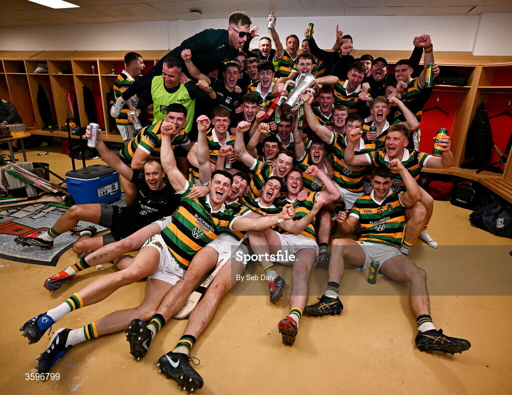 18 October 2026; Glen Rovers players celebrate in the dressing room with the Seán Óg Murphy Cup after their side's victory in the Cork County Premier Senior Club Hurling Championship final match between Glen Rovers and St Finbarr's at SuperValu Páirc Uí Chaoimh in Cork. Photo by Seb Daly/Sportsfile