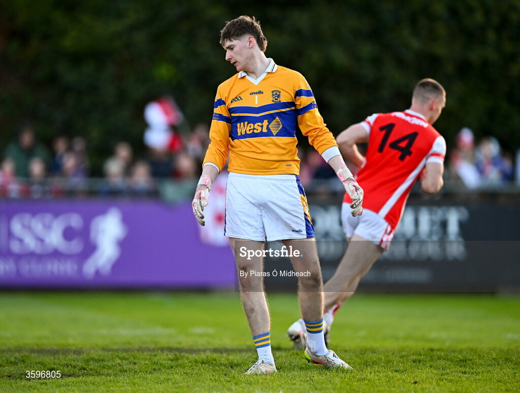 18 October 2026; Castleknock goalkeeper John Vahey looks on after Con O’Callaghan of Cuala, 14, scored his side's second goal during the PTSB Dublin County Senior Club Football Championship final match between Castleknock and Cuala at Parnell Park in Dublin. Photo by Piaras Ó Mídheach/Sportsfile