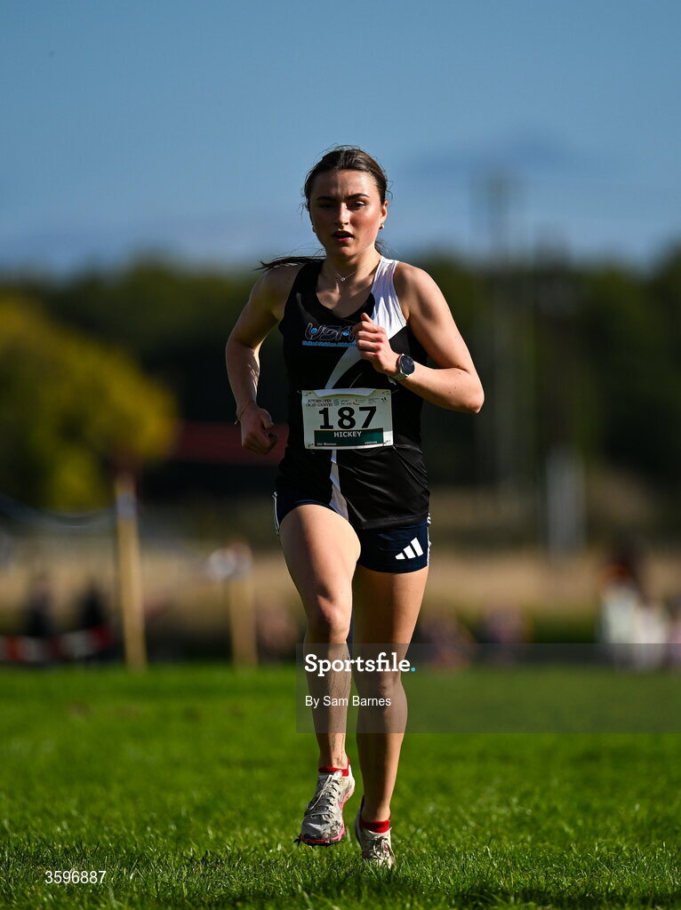 18 October 2026; Emma Hickey of United Striders AC, competing in the U20 Women 4500m during the Autumn Open Cross Country International at the Sport Ireland Campus in Dublin. Photo by Sam Barnes/Sportsfile