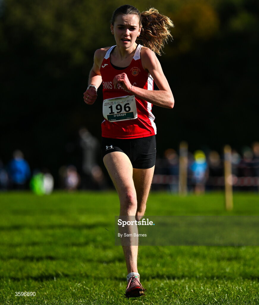 18 October 2026; Claire O’Grady of Ennis Track AC, Clare, competing in the U20 Women 4500m during the Autumn Open Cross Country International at the Sport Ireland Campus in Dublin. Photo by Sam Barnes/Sportsfile