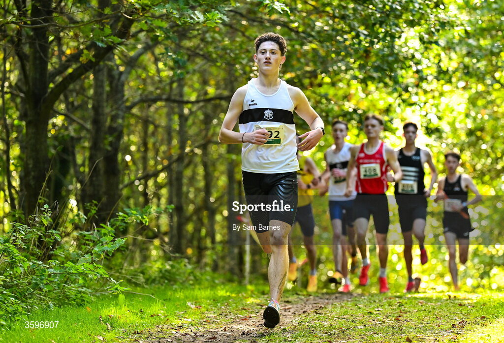 18 October 2026; Harry Cahill of Donore Harriers AC, Dublin, competing in the U20 Men 6000m during the Autumn Open Cross Country International at the Sport Ireland Campus in Dublin. Photo by Sam Barnes/Sportsfile
