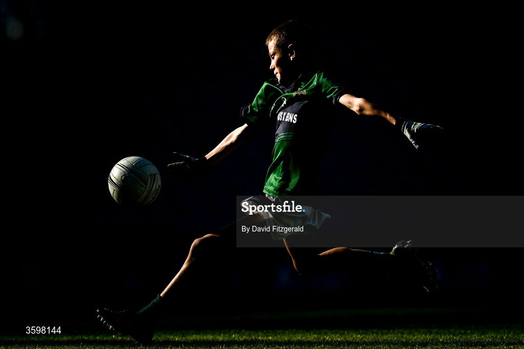 20 October 2026; Billy Sheehan of St Pius X BNS during day two of the Cumann na mBunscol 2026 Autumn Football finals match between St Pius X Boys National School and St. Helen's SNS at Croke Park in Dublin. Photo by David Fitzgerald/Sportsfile