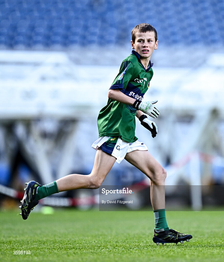 20 October 2026; Billy Sheehan of St Pius X BNS during day two of the Cumann na mBunscol 2026 Autumn Football finals match between St Pius X Boys National School and St. Helen's SNS at Croke Park in Dublin. Photo by David Fitzgerald/Sportsfile