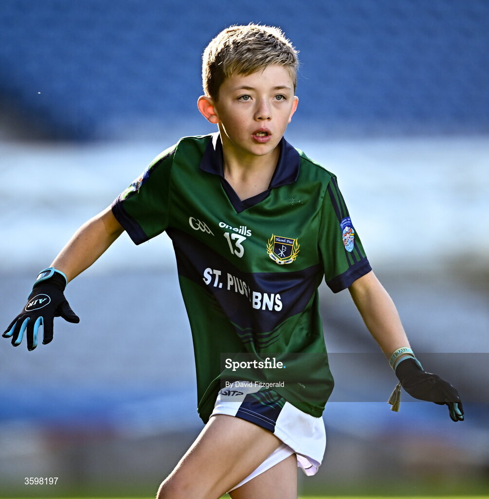 20 October 2026; Aiden Bastick of St Pius X BNS during day two of the Cumann na mBunscol 2026 Autumn Football finals match between St Pius X Boys National School and St. Helen's SNS at Croke Park in Dublin. Photo by David Fitzgerald/Sportsfile