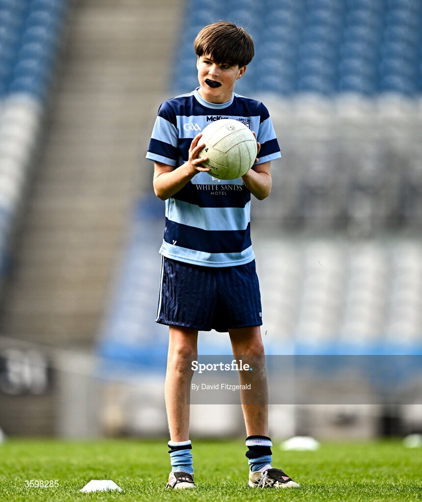 20 October 2026; Sam Gahan of St Helen's SNS during day two of the Cumann na mBunscol 2026 Autumn Football finals match between St Pius X Boys National School and St. Helen's SNS at Croke Park in Dublin. Photo by David Fitzgerald/Sportsfile