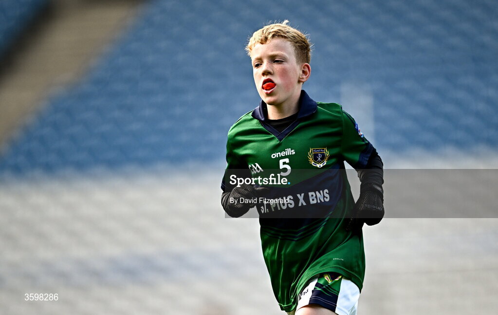 20 October 2026; Jack Coen of St Pius X BNS during day two of the Cumann na mBunscol 2026 Autumn Football finals match between St Pius X Boys National School and St. Helen's SNS at Croke Park in Dublin. Photo by David Fitzgerald/Sportsfile