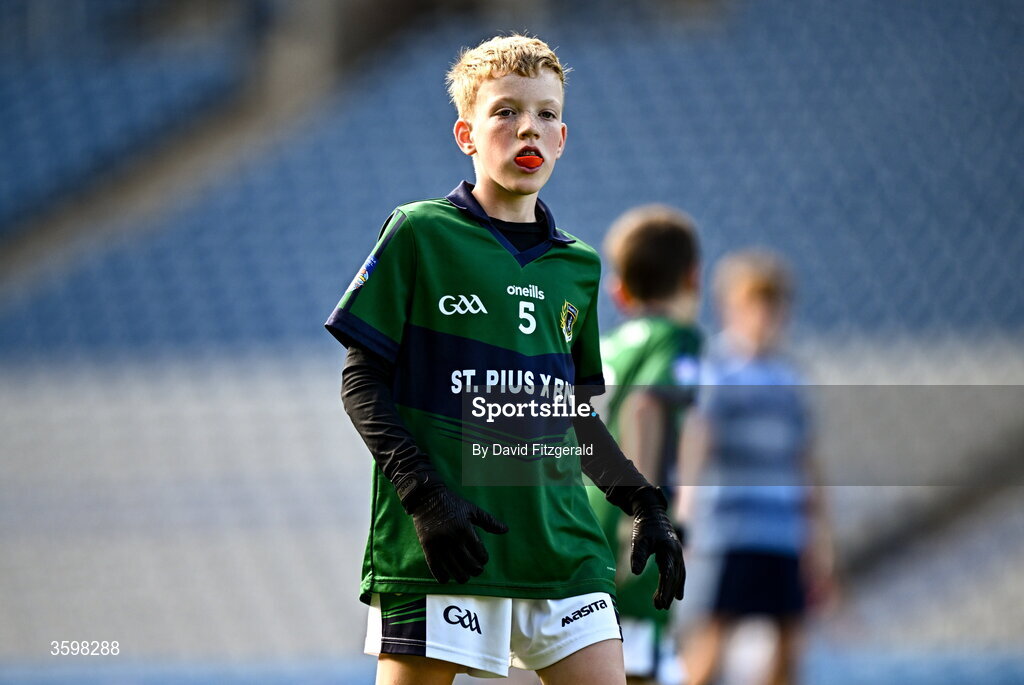 20 October 2026; Jack Coen of St Pius X BNS during day two of the Cumann na mBunscol 2026 Autumn Football finals match between St Pius X Boys National School and St. Helen's SNS at Croke Park in Dublin. Photo by David Fitzgerald/Sportsfile