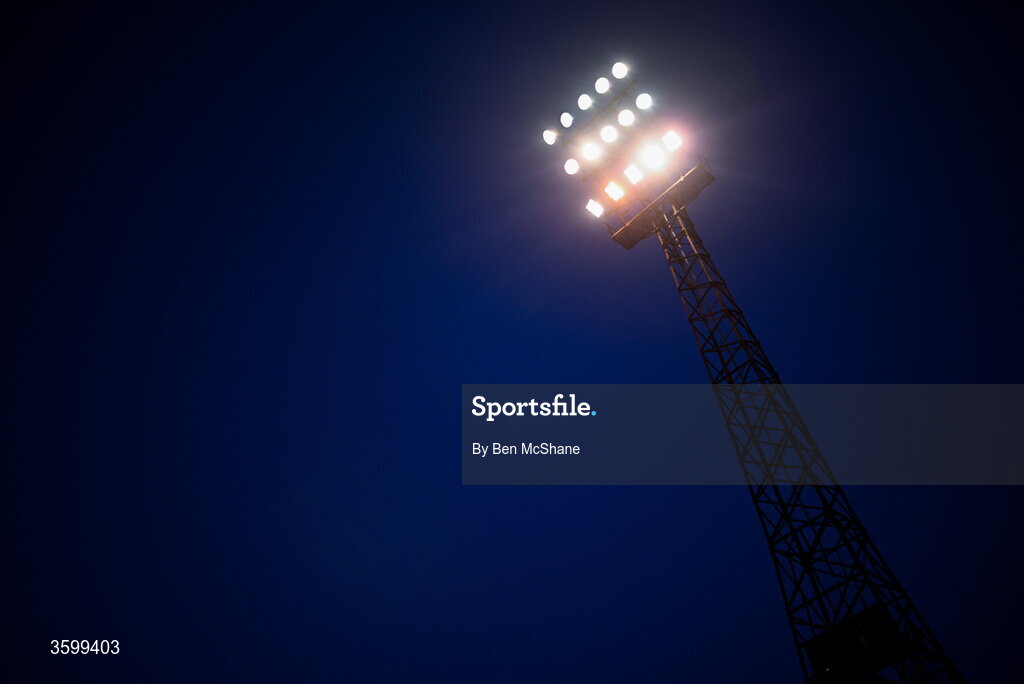 23 October 2026; A floodlight inside Dalymount Park is seen before the SSE Airtricity Men's Premier Division match between Bohemians and Shelbourne at Dalymount Park in Dublin. Photo by Ben McShane/Sportsfile