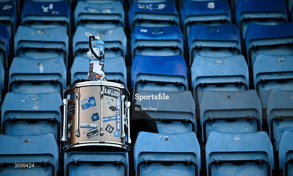 23 October 2026; Waterford supporters' drum before the SSE Airtricity Men's Premier Division match between Waterford and Drogheda United at RSC in Waterford. Photo by Seb Daly/Sportsfile