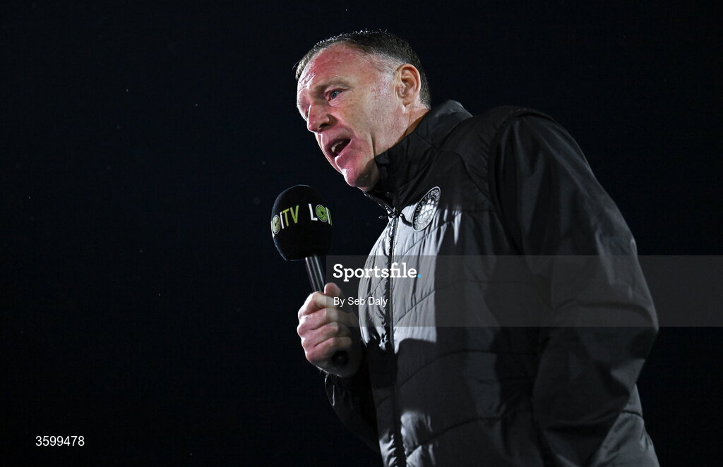 23 October 2026; Waterford head coach Graham Coughlan is interviewed before the SSE Airtricity Men's Premier Division match between Waterford and Drogheda United at RSC in Waterford. Photo by Seb Daly/Sportsfile