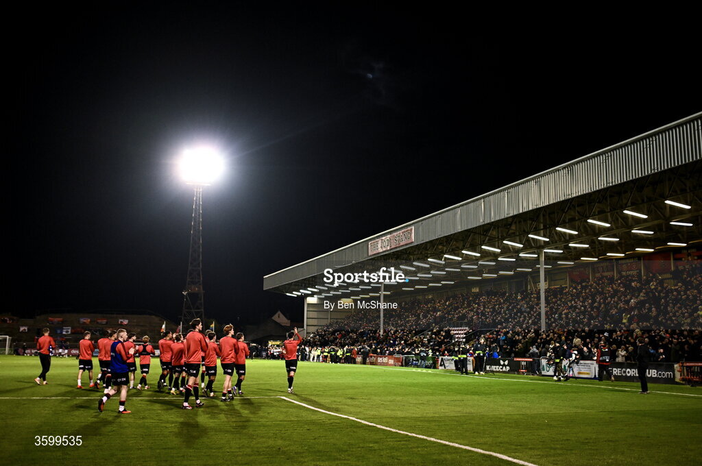 23 October 2026; Bohemians players before the SSE Airtricity Men's Premier Division match between Bohemians and Shelbourne at Dalymount Park in Dublin. Photo by Ben McShane/Sportsfile