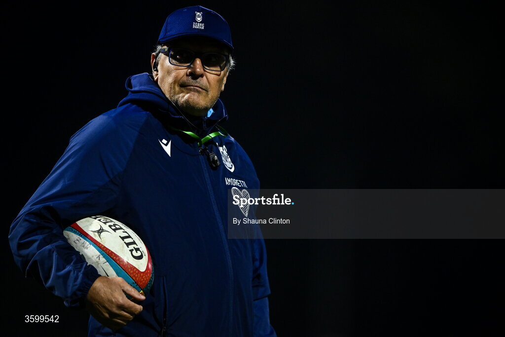 23 October 2026; Zebre Parma head coach Massimo Brunello before the United Rugby Championship match between Connacht and Zebre Parma at Dexcom Stadium in Galway. Photo by Shauna Clinton/Sportsfile