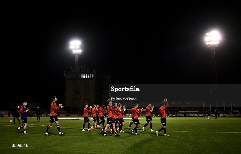 23 October 2026; Bohemians players before the SSE Airtricity Men's Premier Division match between Bohemians and Shelbourne at Dalymount Park in Dublin. Photo by Ben McShane/Sportsfile