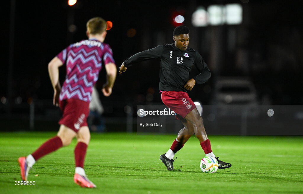 23 October 2026; Edwin Agbaje of Drogheda United before the SSE Airtricity Men's Premier Division match between Waterford and Drogheda United at RSC in Waterford. Photo by Seb Daly/Sportsfile