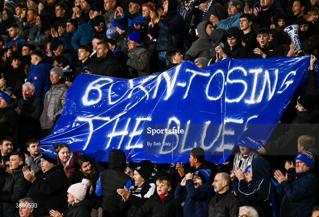 23 October 2026; Waterford supporters before the SSE Airtricity Men's Premier Division match between Waterford and Drogheda United at RSC in Waterford. Photo by Seb Daly/Sportsfile