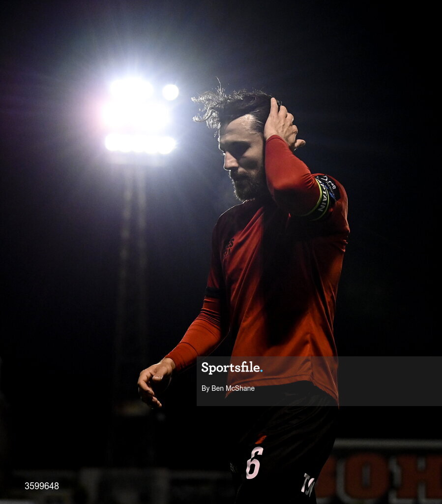 23 October 2026; Jordan Flores of Bohemians during the SSE Airtricity Men's Premier Division match between Bohemians and Shelbourne at Dalymount Park in Dublin. Photo by Ben McShane/Sportsfile