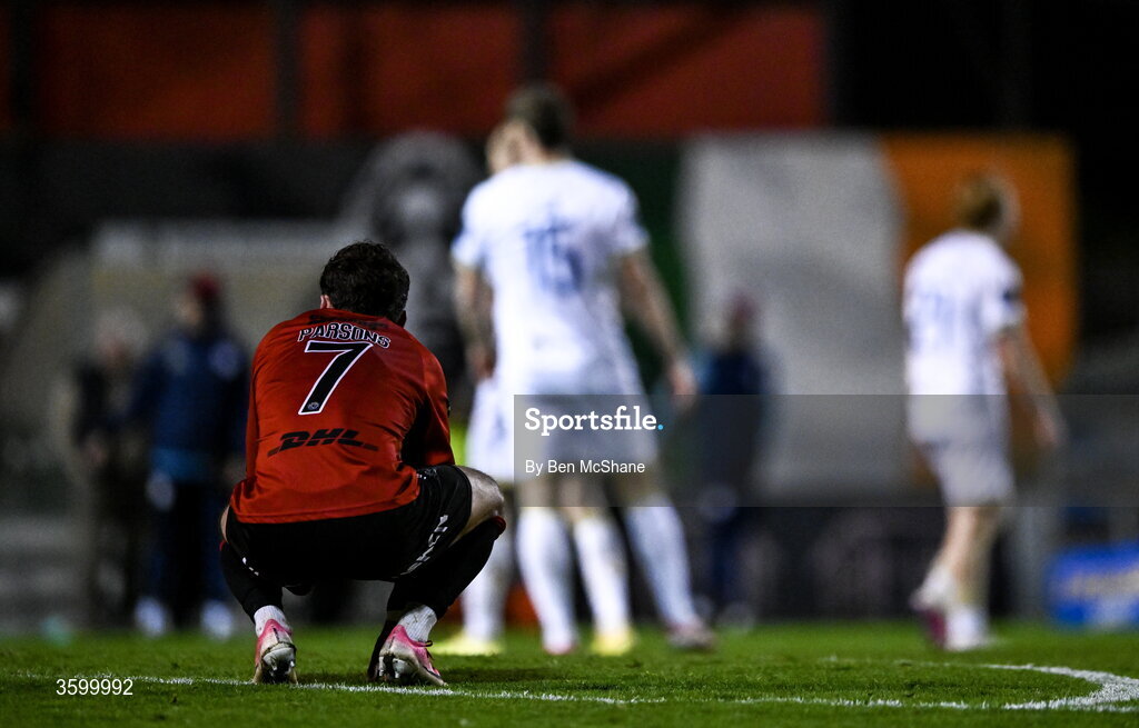 23 October 2026; Connor Parsons of Bohemians reacts after the SSE Airtricity Men's Premier Division match between Bohemians and Shelbourne at Dalymount Park in Dublin. Photo by Ben McShane/Sportsfile