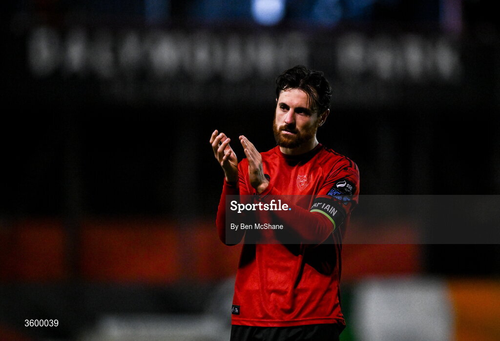 23 October 2026; Jordan Flores of Bohemians reacts after the SSE Airtricity Men's Premier Division match between Bohemians and Shelbourne at Dalymount Park in Dublin. Photo by Ben McShane/Sportsfile