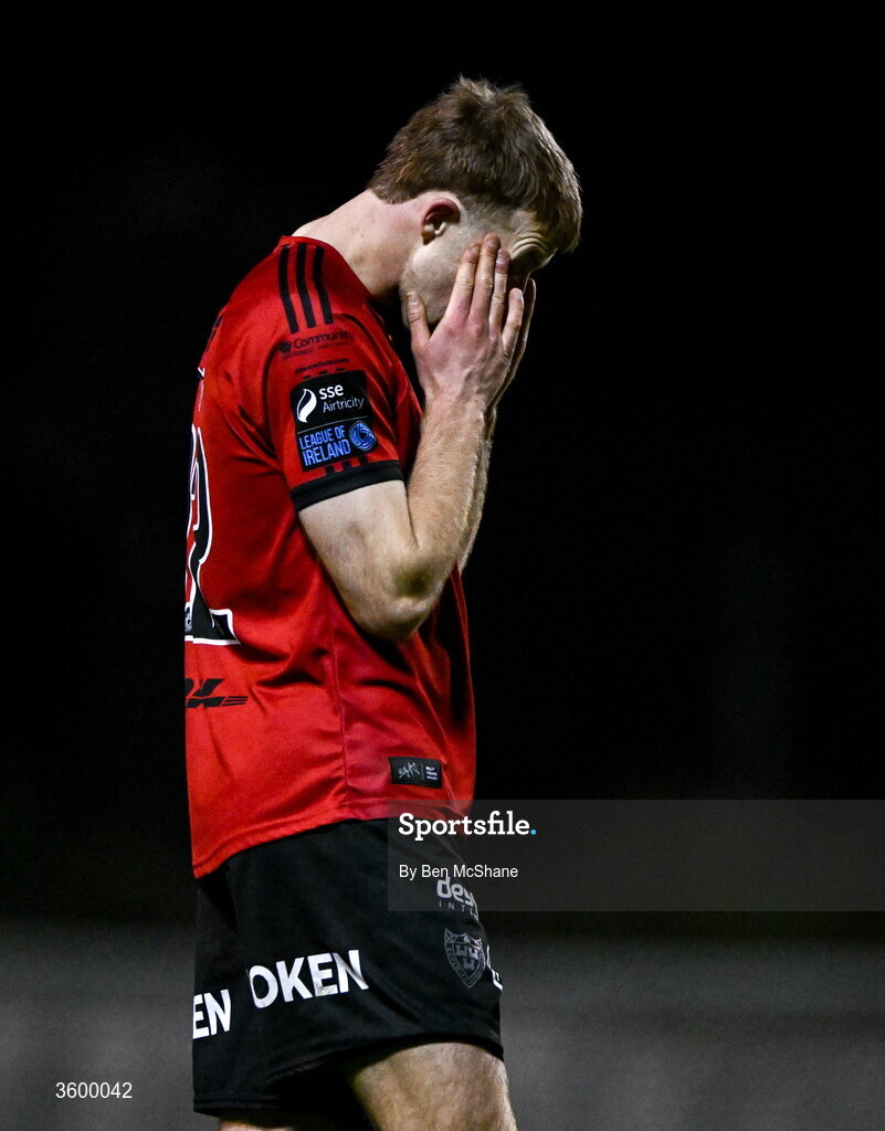 23 October 2026; Sam Todd of Bohemians reacts after the SSE Airtricity Men's Premier Division match between Bohemians and Shelbourne at Dalymount Park in Dublin. Photo by Ben McShane/Sportsfile