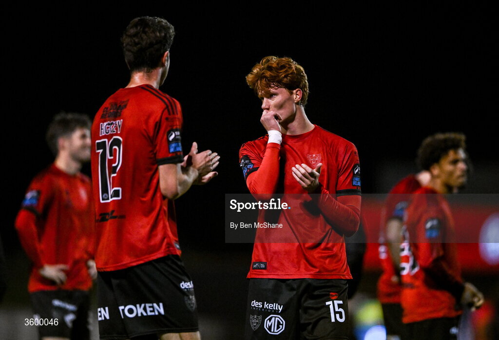 23 October 2026; Senan Mullen of Bohemians reacts after the SSE Airtricity Men's Premier Division match between Bohemians and Shelbourne at Dalymount Park in Dublin. Photo by Ben McShane/Sportsfile