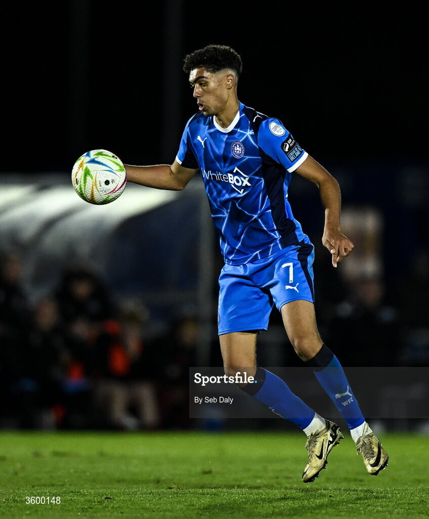 23 October 2026; Noah Mawene of Waterford during the SSE Airtricity Men's Premier Division match between Waterford and Drogheda United at RSC in Waterford. Photo by Seb Daly/Sportsfile