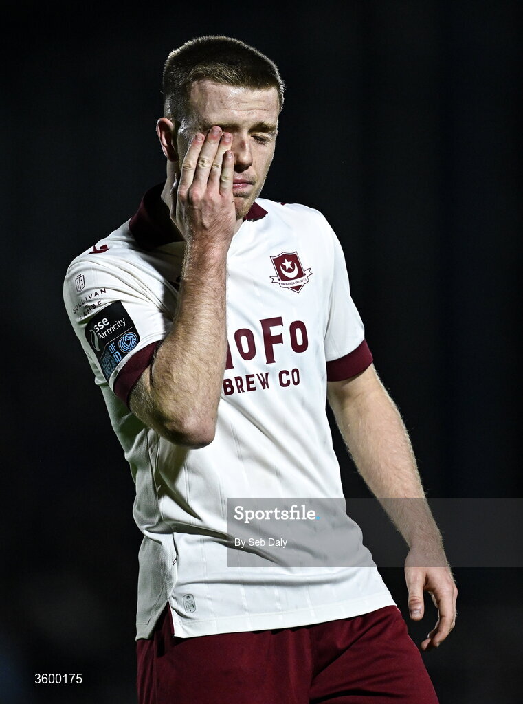 23 October 2026; Warren Davis of Drogheda United during the SSE Airtricity Men's Premier Division match between Waterford and Drogheda United at RSC in Waterford. Photo by Seb Daly/Sportsfile