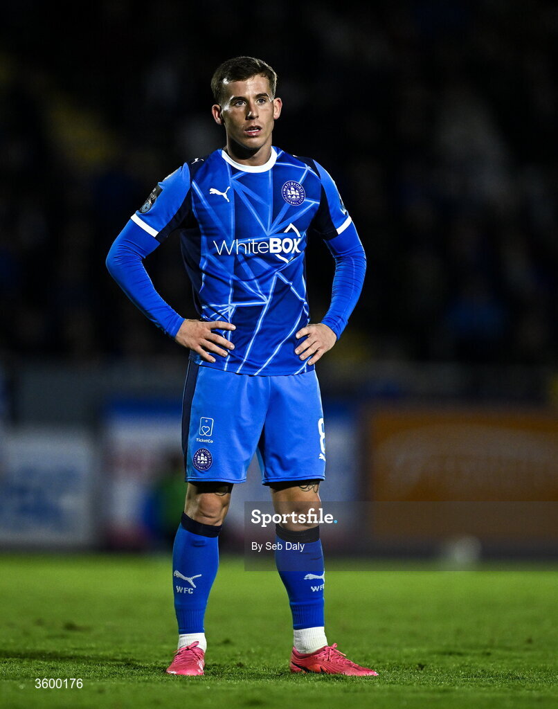 23 October 2026; Evan McLaughlin of Waterford during the SSE Airtricity Men's Premier Division match between Waterford and Drogheda United at RSC in Waterford. Photo by Seb Daly/Sportsfile