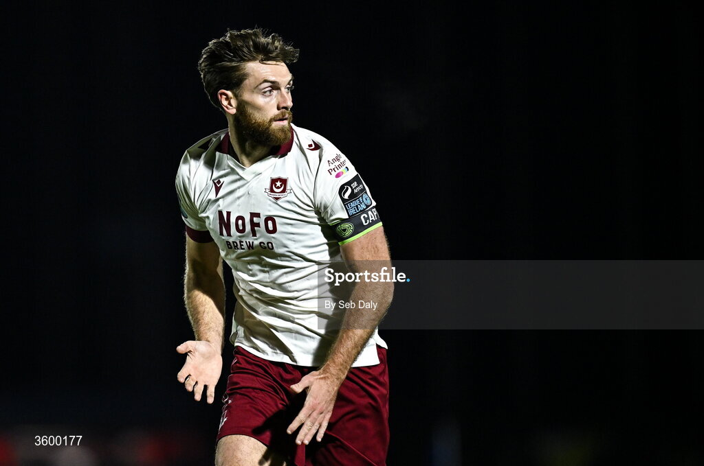 23 October 2026; Conor Keeley of Drogheda United during the SSE Airtricity Men's Premier Division match between Waterford and Drogheda United at RSC in Waterford. Photo by Seb Daly/Sportsfile