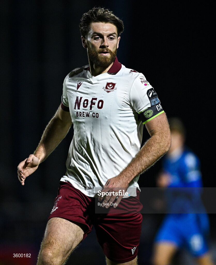 23 October 2026; Conor Keeley of Drogheda United during the SSE Airtricity Men's Premier Division match between Waterford and Drogheda United at RSC in Waterford. Photo by Seb Daly/Sportsfile