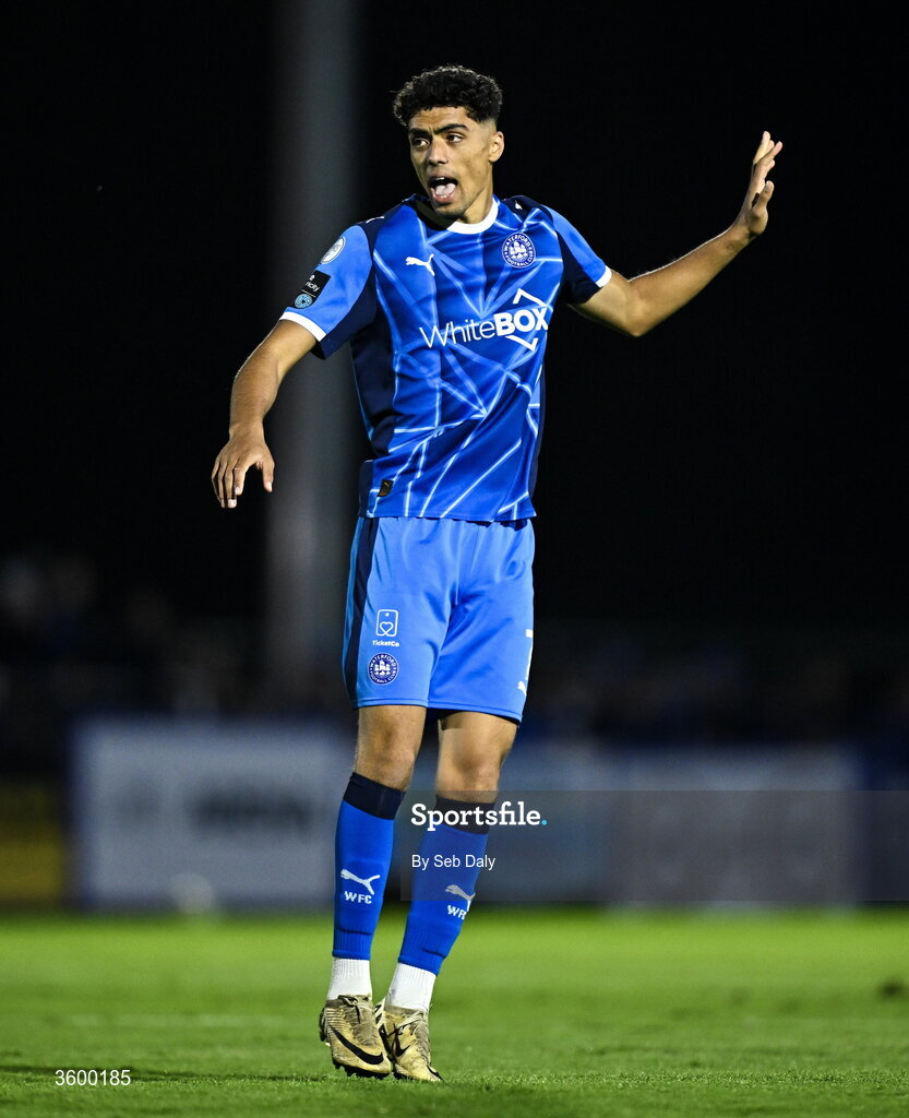 23 October 2026; Noah Mawene of Waterford during the SSE Airtricity Men's Premier Division match between Waterford and Drogheda United at RSC in Waterford. Photo by Seb Daly/Sportsfile