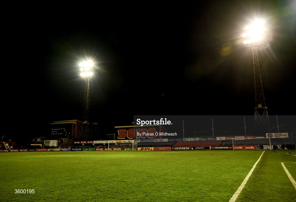 23 October 2026; A general view of two of the floodlights in Dalymount Park, which had been in operation since 1962, on their last Friday night match before upcoming demolition, after the SSE Airtricity Men's Premier Division match between Bohemians and Shelbourne at Dalymount Park in Dublin. Photo by Piaras Ó Mídheach/Sportsfile