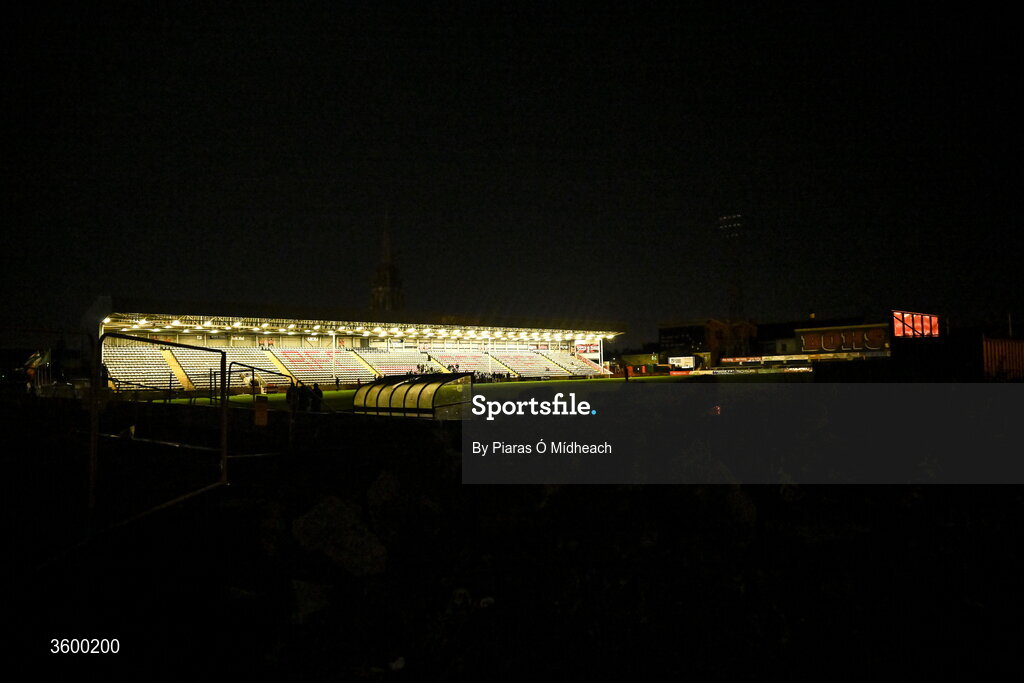 23 October 2026; Dalymount Park at 11:30pm, after the floodlights which were in operation since 1962, were switched off after their last Friday night match before upcoming demolition, after the SSE Airtricity Men's Premier Division match between Bohemians and Shelbourne at Dalymount Park in Dublin. Photo by Piaras Ó Mídheach/Sportsfile