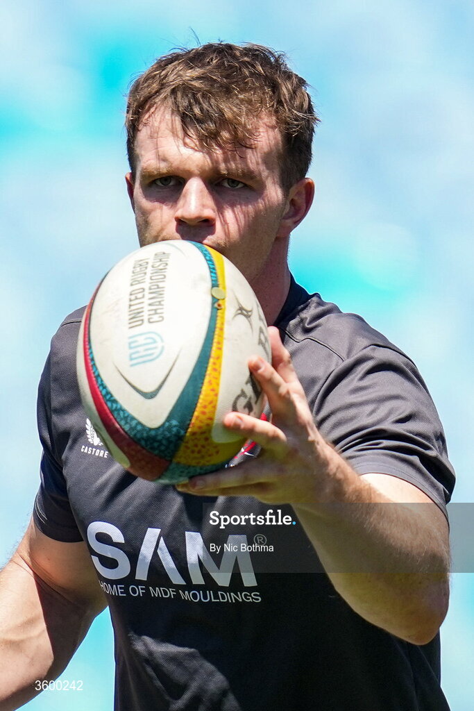 24 October 2026; Jamie Benson of Ulster warms up ahead of the United Rugby Championship match between Vodacom Bulls and Ulster at Loftus Versfeld in Pretoria, South Africa. Photo by Nic Bothma/Sportsfile