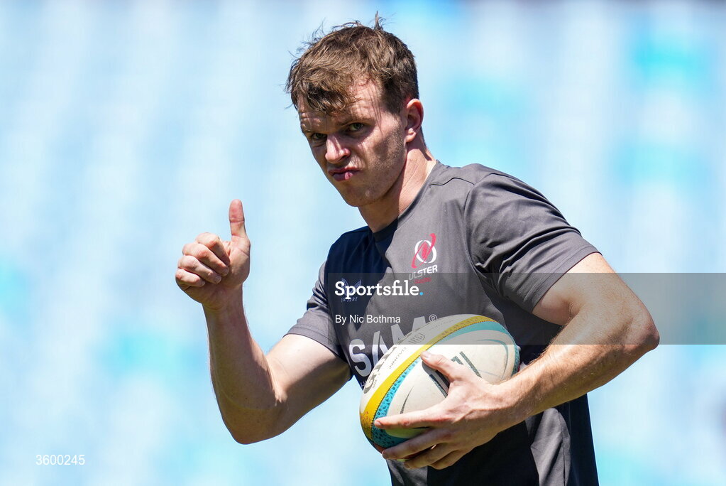 24 October 2026; Jamie Benson of Ulster warms up ahead of the United Rugby Championship match between Vodacom Bulls and Ulster at Loftus Versfeld in Pretoria, South Africa. Photo by Nic Bothma/Sportsfile