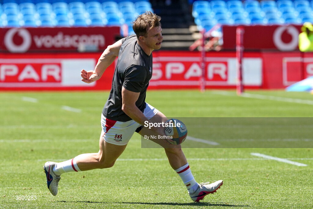24 October 2026; Jamie Benson of Ulster warms up ahead of the United Rugby Championship match between Vodacom Bulls and Ulster at Loftus Versfeld in Pretoria, South Africa. Photo by Nic Bothma/Sportsfile