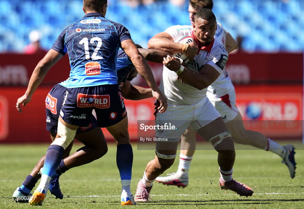 24 October 2026; Juarno Augustus of Ulster in action during the United Rugby Championship match between Vodacom Bulls and Ulster at Loftus Versfeld in Pretoria, South Africa. Photo by Nic Bothma/Sportsfile