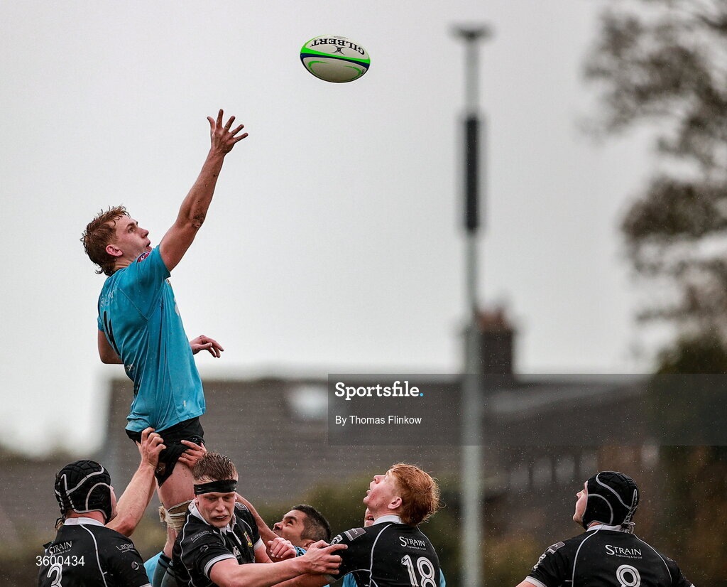 24 October 2026; Darragh Kennedy of Galwegians during a lineout during the Energia Men's All-Ireland League Division 2A match between Galwegians and Ballymena at Crowley Park in Galway. Photo by Thomas Flinkow/Sportsfile