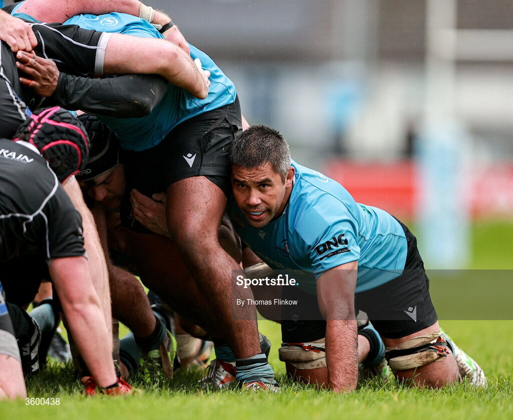 24 October 2026; Jarrad Butler of Galwegians during a scrum during the Energia Men's All-Ireland League Division 2A match between Galwegians and Ballymena at Crowley Park in Galway. Photo by Thomas Flinkow/Sportsfile