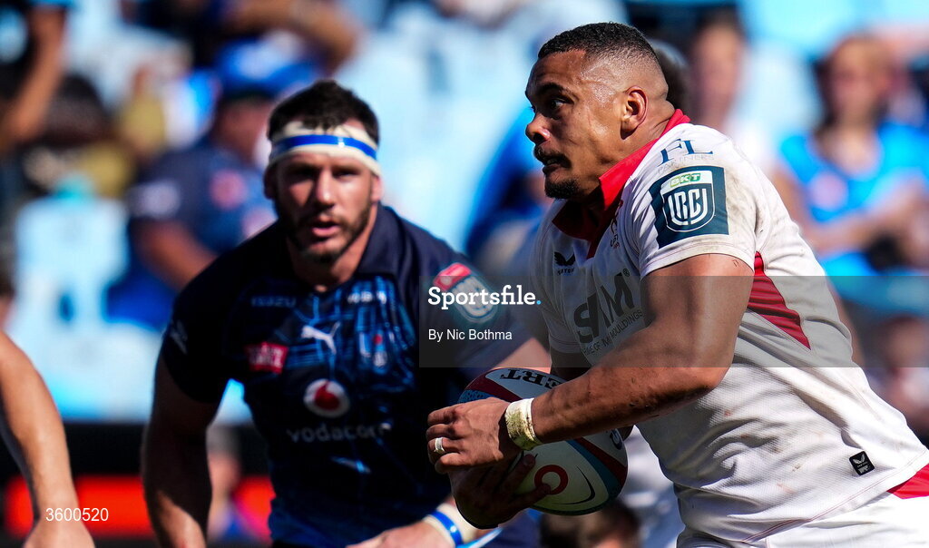 24 October 2026; Juarno Augustus of Ulster in action during the United Rugby Championship match between Vodacom Bulls and Ulster at Loftus Versfeld in Pretoria, South Africa. Photo by Nic Bothma/Sportsfile