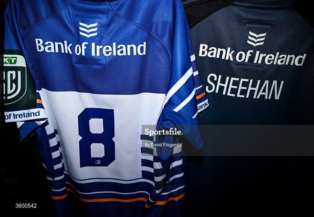24 October 2026; The jersey of Dan Sheehan of Leinster is seen before the United Rugby Championship match between Leinster and Munster at the Aviva Stadium in Dublin. Photo by David Fitzgerald/Sportsfile