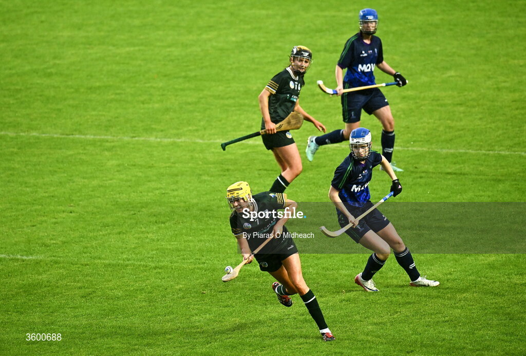 24 October 2026; Dearbhla Magee of Ireland gets away from Alana MacLennan of Scotland during the 2026 Camogie/Shinty International match between Ireland and Scotland at SuperValu Páirc Uí Chaoimh in Cork. Photo by Piaras Ó Mídheach/Sportsfile