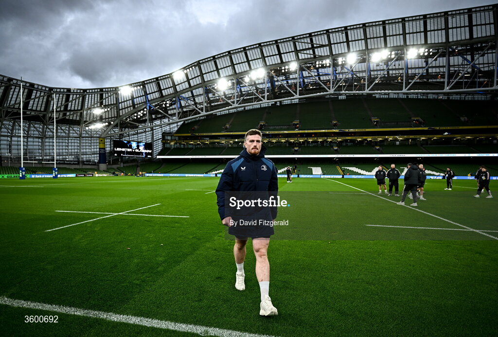 24 October 2026; Joe McCarthy of Leinster before the United Rugby Championship match between Leinster and Munster at the Aviva Stadium in Dublin. Photo by David Fitzgerald/Sportsfile